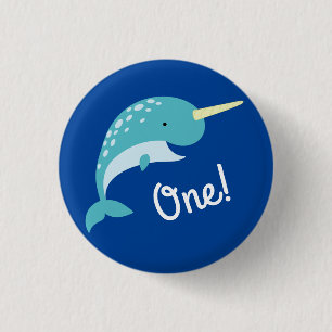 Narwhals Ocean Kid's Birthday Party 3 Cm Round Badge