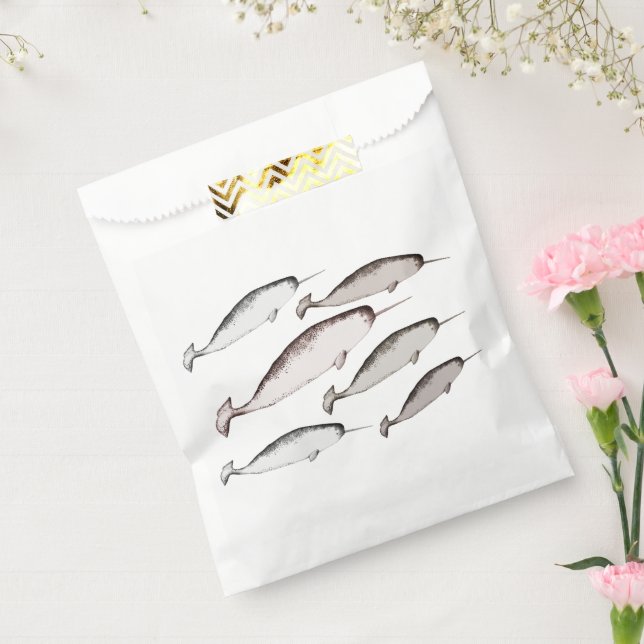 Narwhals Swim - Narwhal Pattern Whale Lover Gift   Favour Bags (Sealed)