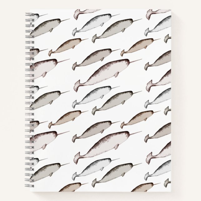 Narwhals Swim - Narwhal Pattern Whale Lover Gift   Notebook (Front)