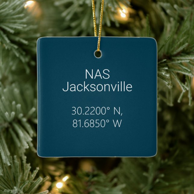 NAS Jacksonville Latitude Longitude Personalised Ceramic Ornament (Tree)