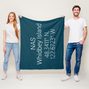 NAS Whidbey Island Latitude Longitude   Fleece Blanket
