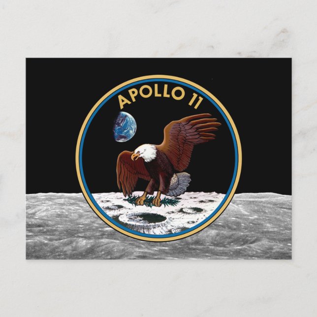 NASA Apollo 11 Moon Landing Lunar Patch Insignia Postcard (Front)