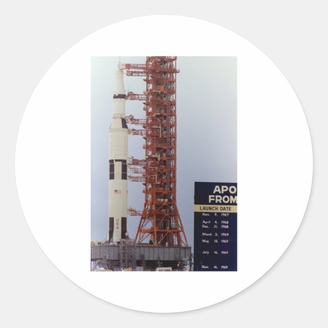 NASA Apollo 15 Saturn V roll out Classic Round Sticker (Front)