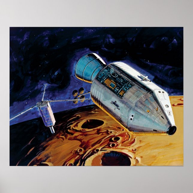 NASA Apollo 15 Subsatellite Lunar Orbit Artwork Poster (Front)