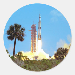 NASA Apollo 16 Saturn V Rocket Launch Classic Round Sticker