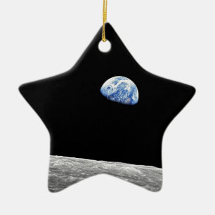 NASA Apollo 8 Earthrise Moon Lunar Orbit Photo Ceramic Tree Decoration