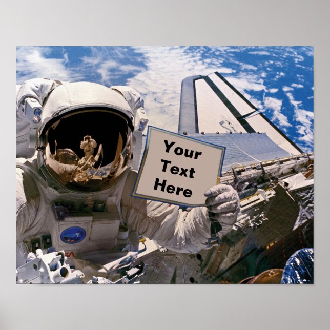 NASA Astronaut Holding Sign - Add Custom Text (Front)