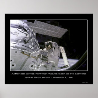 NASA Astronaut Newman Waves Back at Camera Poster