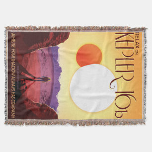 NASA Future Travel Poster - Relax on Kepler 16b Throw Blanket