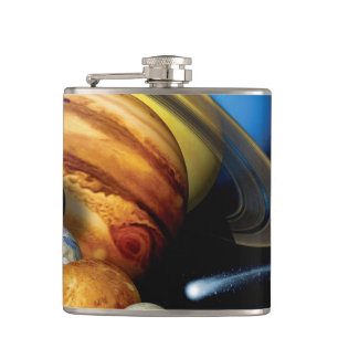 NASA JPL Solar System Planets Montage Space Photos Hip Flask