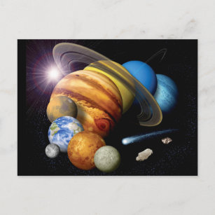 NASA JPL Solar System Planets Montage Space Photos Postcard