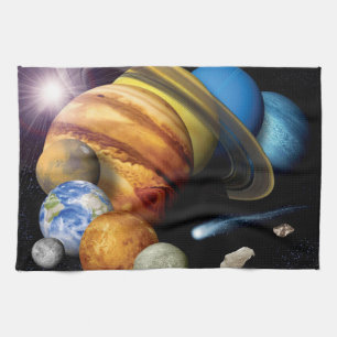 NASA JPL Solar System Planets Montage Space Photos Tea Towel