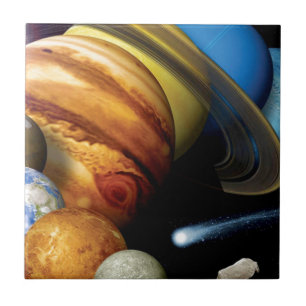 NASA JPL Solar System Planets Montage Space Photos Tile