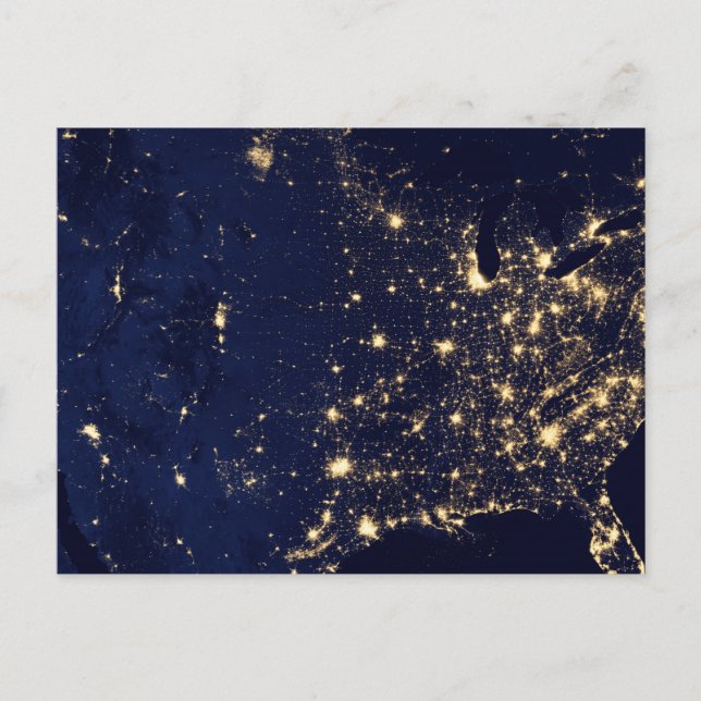 Nasa Lights from Space USA Postcard (Front)