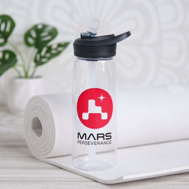 NASA Mars Perseverance Rover Logo Clear 25 oz Water Bottle (Yoga (Rotated))