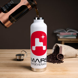 NASA Mars Perseverance Rover Logo Rocket White Water Bottle