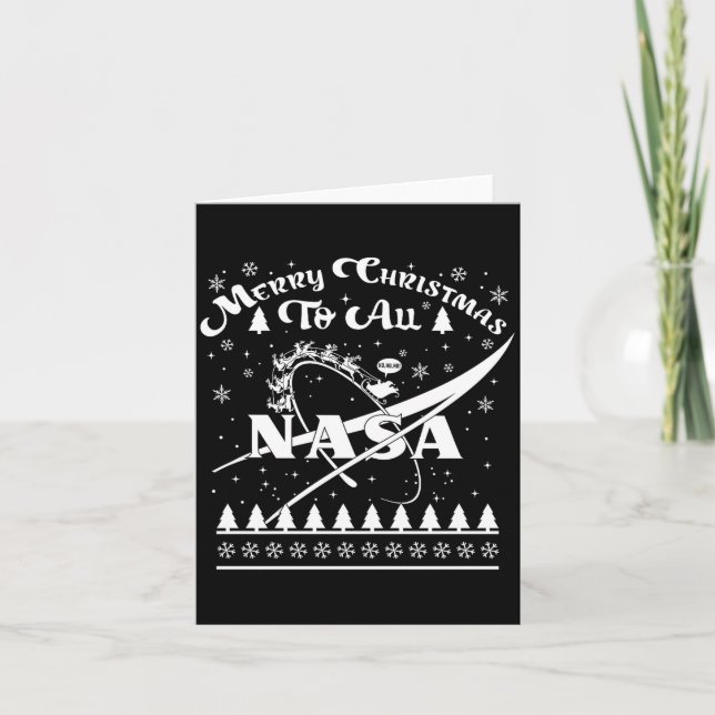 Nasa Merry Christmas To All Ugly Sweater Logo With Card (Front)