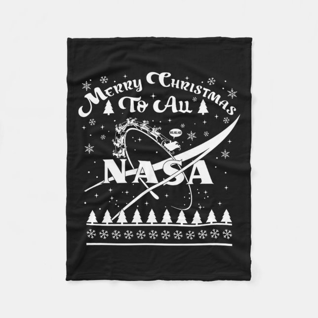 Nasa Merry Christmas To All Ugly Sweater Logo With Fleece Blanket (Front)