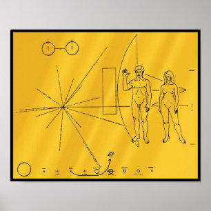 NASA Pioneer 10 Space Probe Gold Plate Poster