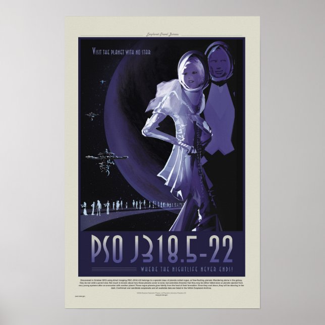 NASA Retro ExoPlanet PSO J318.5-22 Travel Poster (Front)