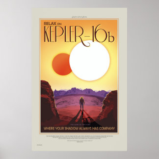 NASA Retro ExoPlanet Tour Kepler-16b Travel Poster