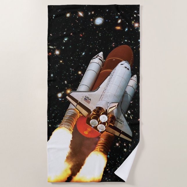NASA Space Shuttle Atlantis Launch STS-45 Beach Towel (Front)