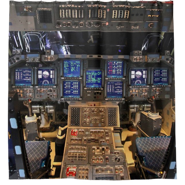 NASA Space Shuttle Endeavour Flight Deck Cockpit Shower Curtain (Front)