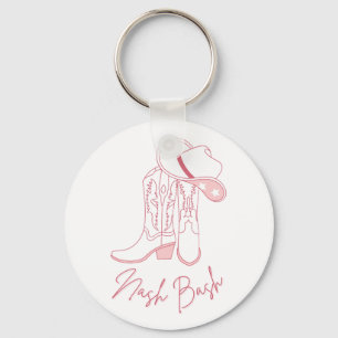 Nash Bach Bachelorette Design Pink Cowboy Boots Key Ring