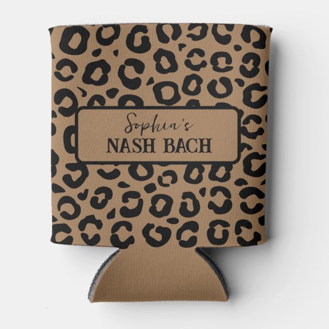 "Nash Bach" leopard print Can Cooler (Front)