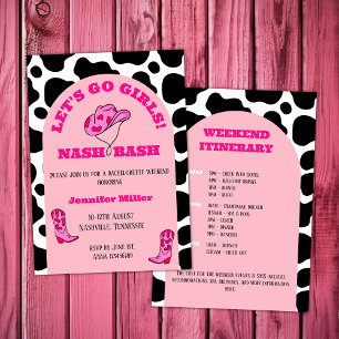 Nash Bash Cowgirl Pink Bachelorette Girls Weekend Invitation