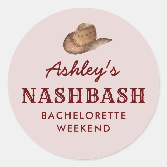 Nash Bash Nashville Bachelorette Party Weekend Classic Round Sticker (Front)