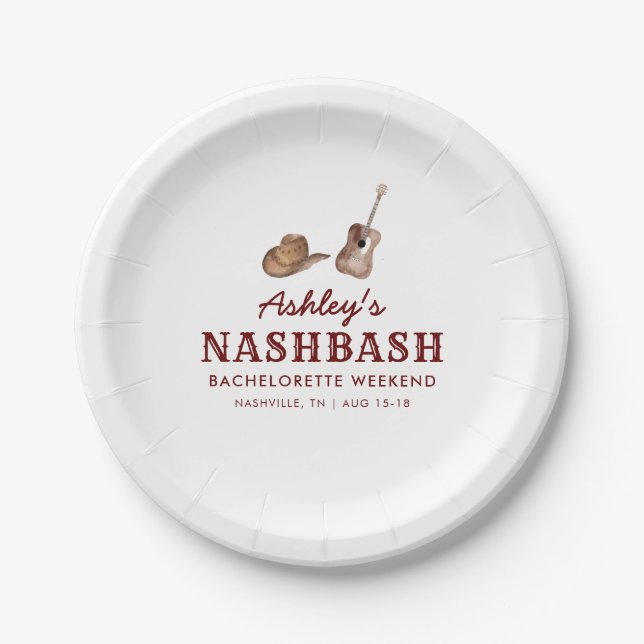 Nash Bash Nashville Bachelorette Party Weekend Paper Plate (Front)