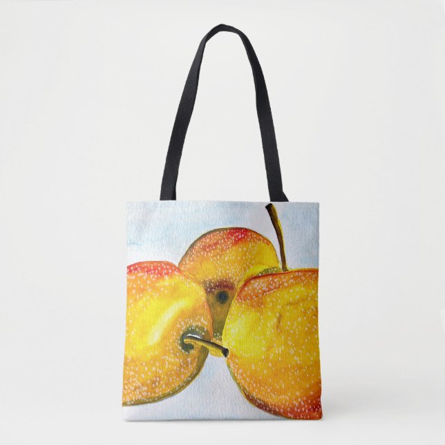 Nashi pear yellow watercolor fruit tote bag (Front)