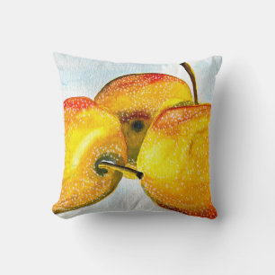 Nashi pears yellow watercolor fruit cushion