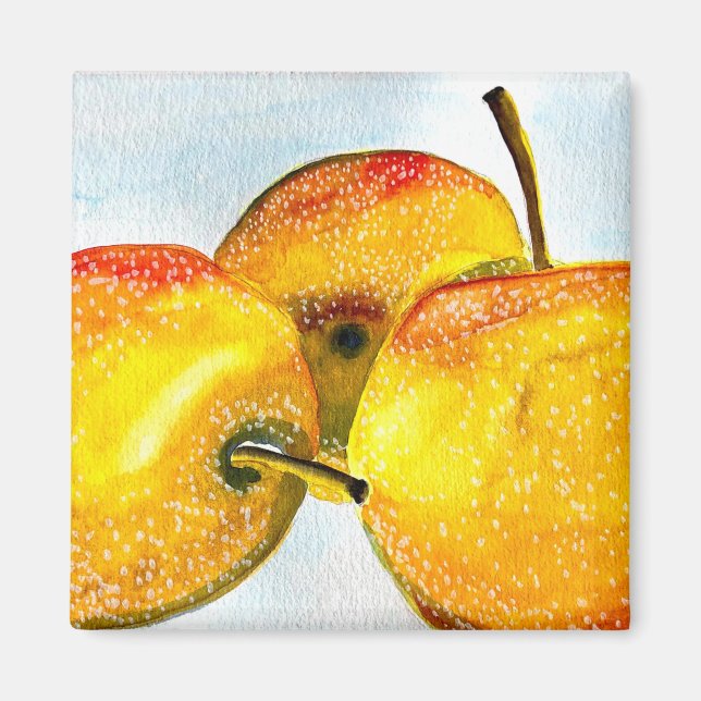 Nashi pears yellow watercolor fruit magnet (Front)