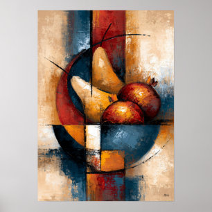 Nashi Zakuro Abstract Fruit Bowl with Pears Poster