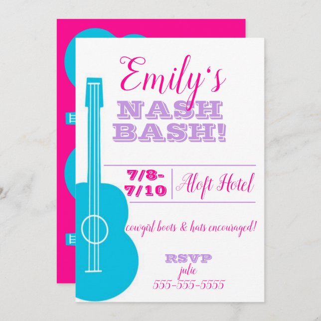 Nashville/Austin Bachelorette Party Invitation (Front/Back)