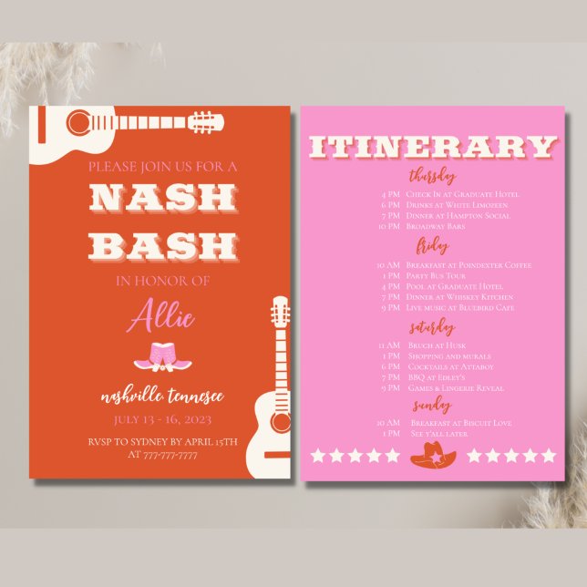 Nashville Bach Party Pink Invite and Itinerary (Creator Uploaded)