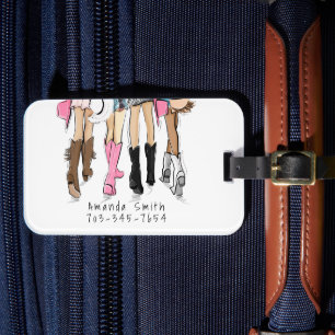 Nashville Bachelorette Fashion Custom Cowboy Boots Luggage Tag