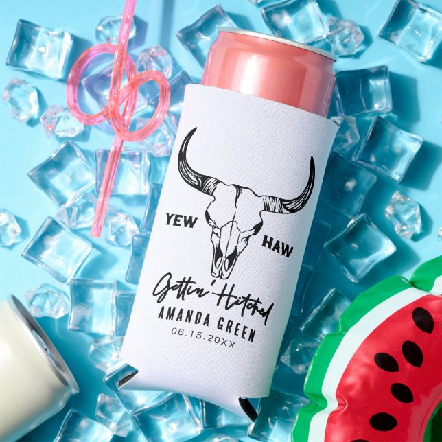 Nashville Bachelorette Party Gettin Hitched Custom Seltzer Can Cooler (In Situ Summer)
