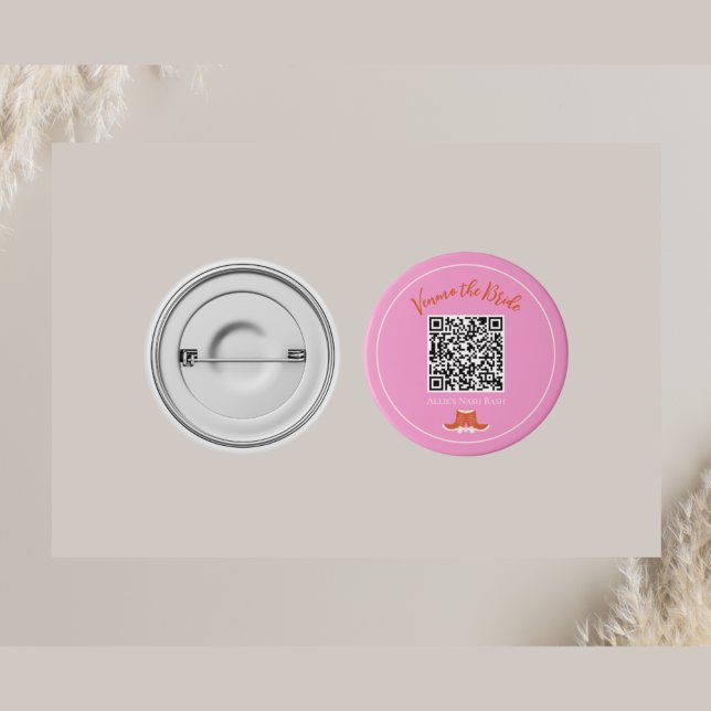 Nashville Bachelorette Party Pink Boot QR Code But 3 Cm Round Badge (Creator Uploaded)