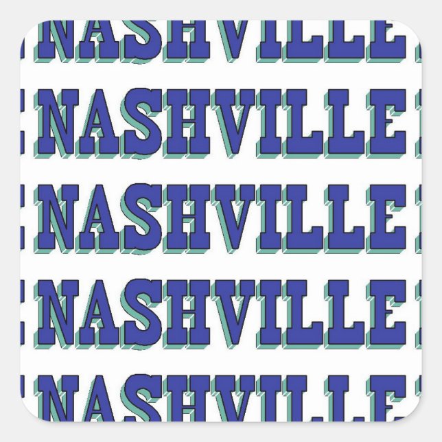 Nashville Blue Block Square Sticker (Front)
