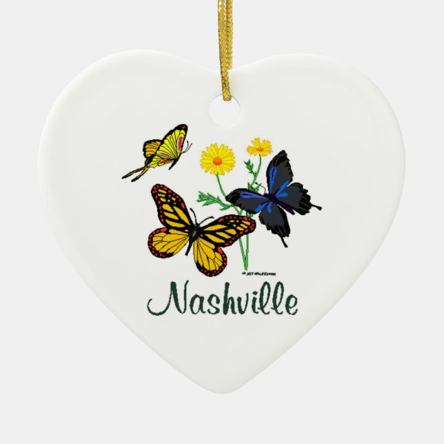 Nashville Butterflies Ceramic Tree Decoration (Front)