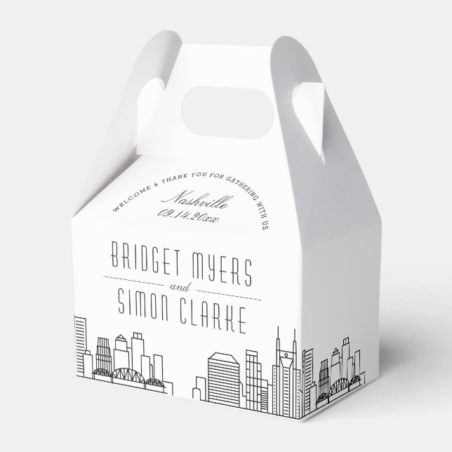 Nashville | City Skyline Wedding Favour Box (Front Side)