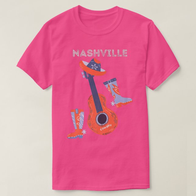 Nashville cowboy boots cowboy hat and guitar Premi T-Shirt (Design Front)
