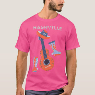 Nashville cowboy boots cowboy hat and guitar Premi T-Shirt