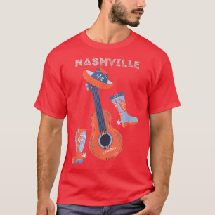 Nashville cowboy boots cowboy hat and guitar T-Shirt