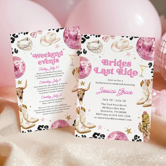 Nashville Cowgirl Bachelorette Weekend Itinerary Invitation (Creator Uploaded)