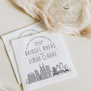Nashville Deco Skyline   Wedding Event Napkins