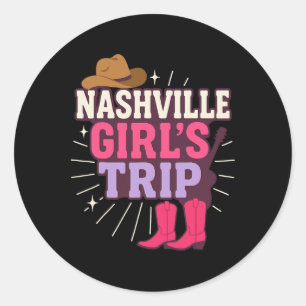 Nashville Girls Trip Chelorette Party Vacation Classic Round Sticker